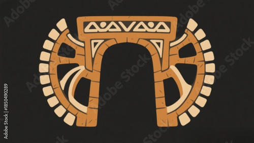 Vintage black film reel icon on an abstract vector background ornament design as a symbolic art object for business or education sign illustration