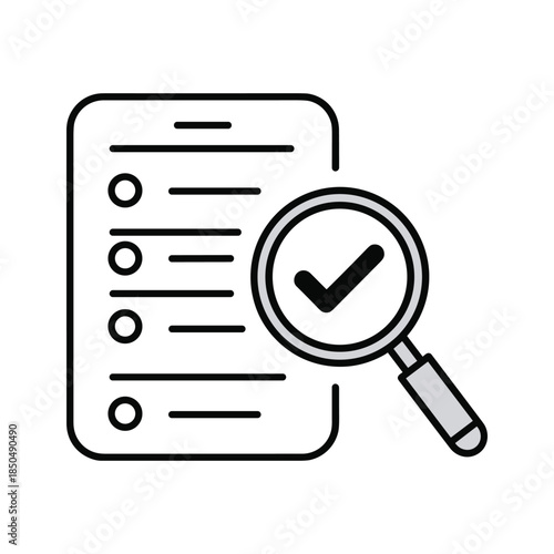 Verified document with magnifying glass