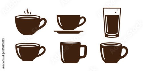 Coffee cup icon represented in glyph. Tea cup symbol. Juice icon depicted in glyph. Colored coffee mug illustration. Stock vector.