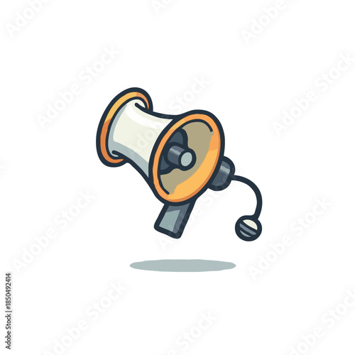 Stylized megaphone illustration symbolizing communication message alert with vibrant color and