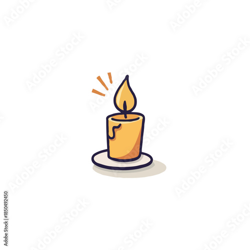 Stylized single candle illustration on white background offering warmth and a gentle flicker