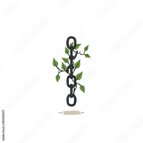 Symbolic illustration depicts resilience and nature's overcoming adversity, showing chain adorned