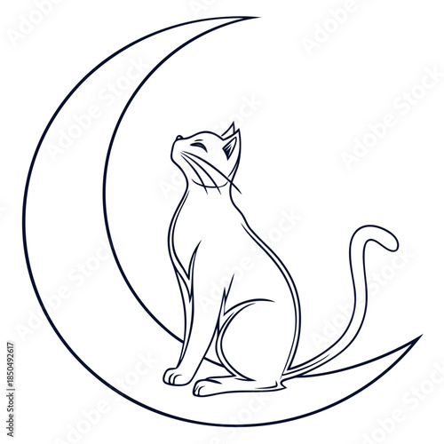 Cat sitting on crescent moon