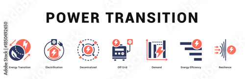 Power Transition Modern and clean web banner illustration featuring thematic icons for visual communication