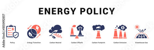 Energy Policy Modern and clean web banner illustration featuring thematic icons for visual communication