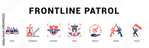 Frontline Patrol Modern and clean web banner illustration featuring thematic icons for visual communication
