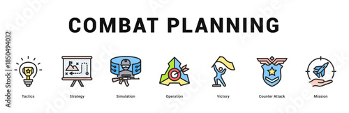 Combat Planning Modern and clean web banner illustration featuring thematic icons for visual communication