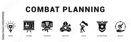 Combat Planning Modern and clean web banner illustration featuring thematic icons for visual communication