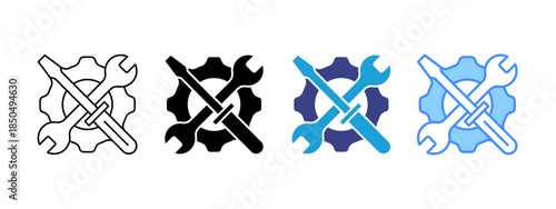 Service icon set multiple style collection