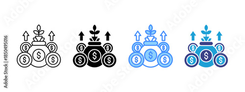 Profitable  icon set multiple style collection