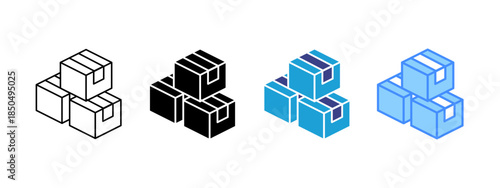Packaging icon set multiple style collection