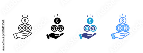 Income icon set multiple style collection