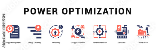 Power Optimization Modern and clean web banner illustration featuring thematic icons for visual communication