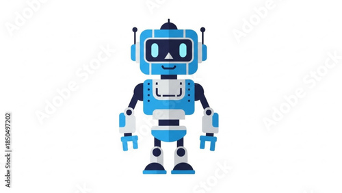 Cute blue robot character friendly AI assistant illustration perfect for technology and futuristic concepts isolated on white background