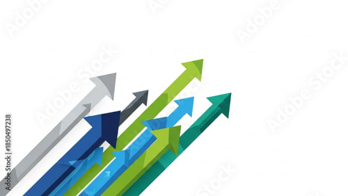 Upward trending arrows representing growth and progress in a modern flat design style for business concepts and data visualization
