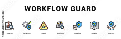Workflow Guard Modern and clean web banner illustration featuring thematic icons for visual communication