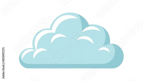 Simple light blue cloud illustration a stylized weather symbol for forecasts and climate concepts isolated on a clean white background
