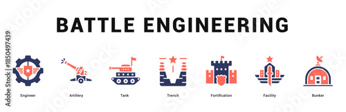 Battle Engineering Modern and clean web banner illustration featuring thematic icons for visual communication