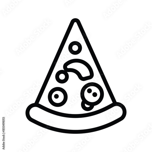 A simple black line drawing of a pizza slice