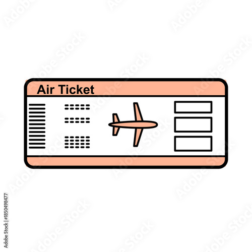 飛行機の航空券をモチーフにしたシンプルで分かりやすいチケットアイコン｜旅行や出張の予約や搭乗をイメージさせる航空チケットのデザイン素材