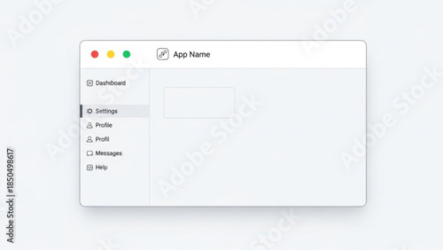 Clean dashboard UI template for a web application featuring navigation menu and content area ideal for software development and user interface design