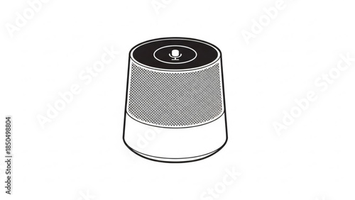 Smart speaker icon simple line art illustration of a voice assistant device for technology concepts isolated on white background