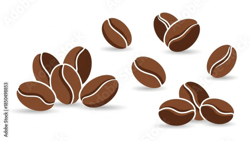Collection of roasted coffee beans realistic illustration with subtle shadows perfect for cafe branding food packaging and beverage advertising