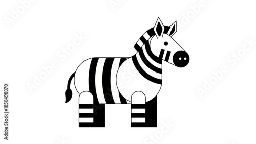 Cute cartoon zebra illustration simple flat vector design for childrens books and educational materials isolated on white background