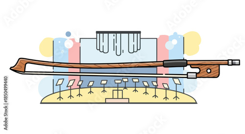 String Instrument Bow on an Orchestra Concert Stage