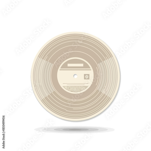 Vintage vinyl record illustration with blank label on white background
