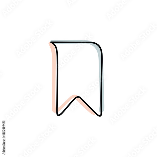 Hand Drawn Bookmark Icon with Pastel Shadows