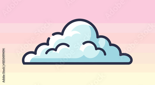 Cartoon Cloud Icon on a Soft Pastel Gradient Background