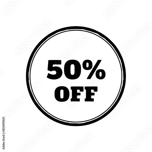 50 Percent Off Discount Circular Badge Icon Vector