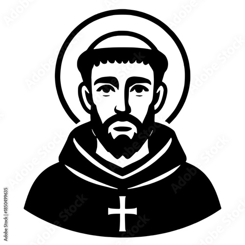 Saint Francis of Assisi Portrait Illustration Icon