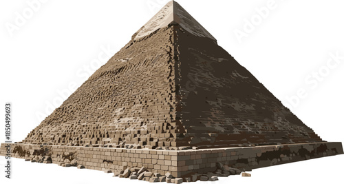Great Pyramid of Giza vector, ancient Egyptian architecture, historical monument, desert landmark, iconic pyramid silhouette, archaeology, cultural heritage illustration