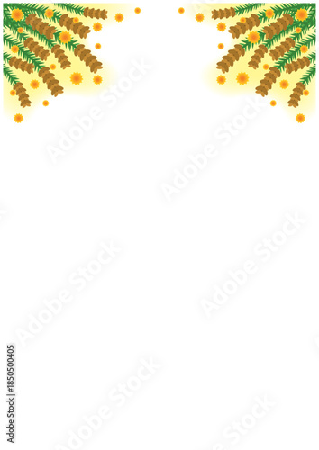 花粉症イメージの縦型春フレーム 上から舞うスギ花粉