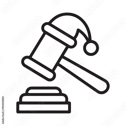 Holiday justice: a judge's gavel adorned with a festive santa hat, symbolizing seasonal legal decisions