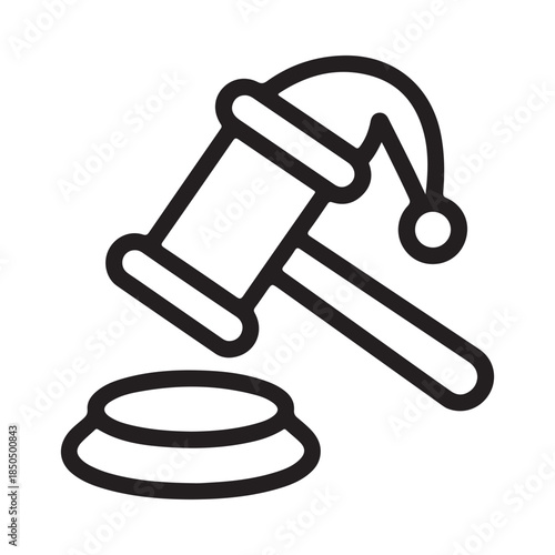 A whimsical jester's hat adorning a formal gavel and sound block, symbolizing lighthearted judgment