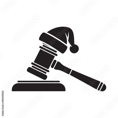 A gavel wearing a festive santa hat, symbolizing holiday justice and cheerful legal proceedings