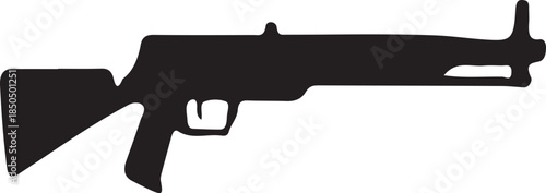 Black silhouette of a rifle with a stock and trigger on a white background rifle silhouette