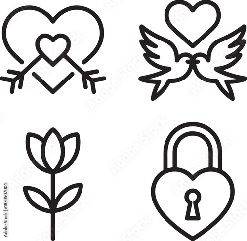 Elegant valentine icons perfect for wedding invitations anniversary or any romance projects