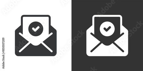 Inbox Verification icon. Solid glyph series icon