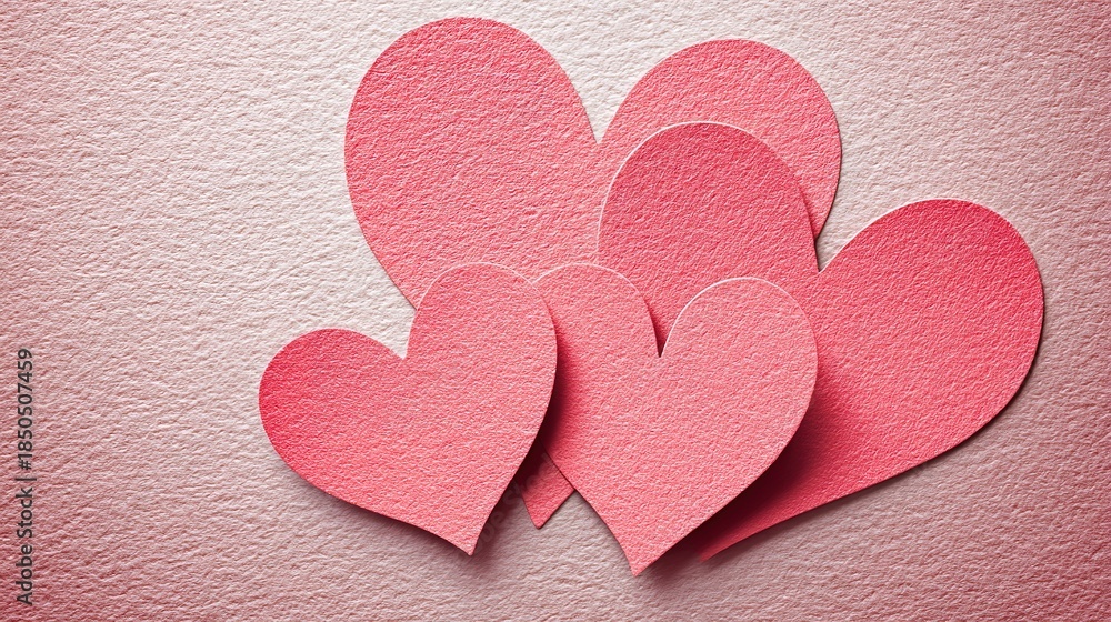 Fototapeta premium Paper Cut Heart Background Minimal Romantic Design