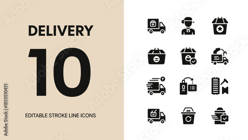 Delivery Icons Set Editable Stroke Line Icons Collection.
