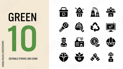Green Energy and Industry Icons Collection.