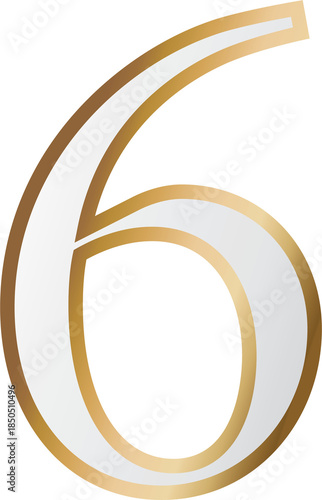 six 6 golden number font