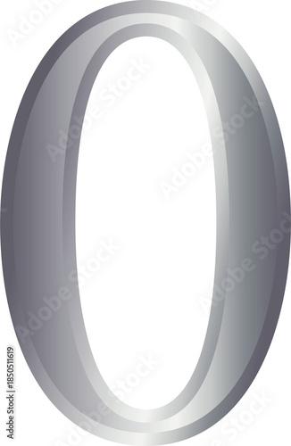 0 zero metallic number font silver