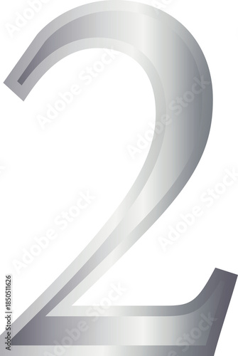 2 two metallic number font silver
