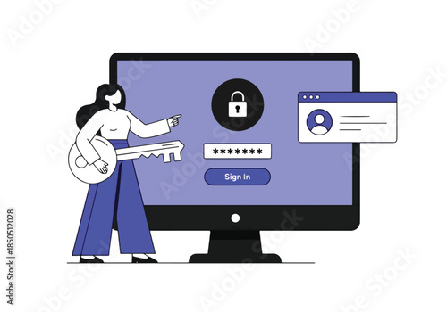 Digital security access login authentication key account user interface - Vector stock illustration - Technology stock illustration - Business stock illustration - website stock illustration