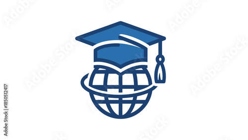 Graduation Cap on Open Book Globe.